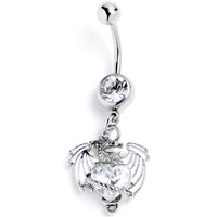 Clear Gem Heart of Dragon Dangle Belly Ring