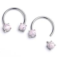14G 9/16 Pink Turquoise Internally Threaded Horseshoe Nipple Ring Set