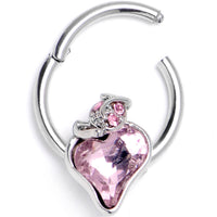 16G 3/8 Pink Gem Strawberry Love Hinged Segment Ring