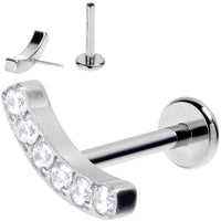 16G 5/16 Clear Gem Arc Grade 23 Titanium Threadless Push In Labret Tragus