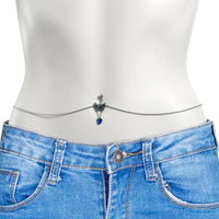Blue Gem Heart Colorful Butterfly Belly Ring Belly Chain