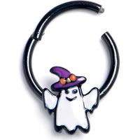 16G 3/8 Black Witch Hat Ghost Hinged Segment Ring