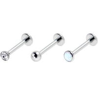 16G 5/16 White Synthetic Opal G23 Titanium Threadless Labret Set of 3