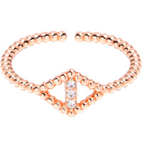 Clear Gem Textured Rhombus Rosy Adjustable Toe Ring