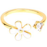 Clear Gem Hippie Flower Golden Adjustable Toe Ring