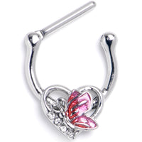 16G 5/16 Clear Gem Butterfly Love Heart Cartilage Clicker
