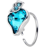20G 5/16 Blue Gem Strawberry Love Heart Nose Hoop