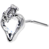 20G 7mm Clear Gem Strawberry Love L Shape Nose Ring