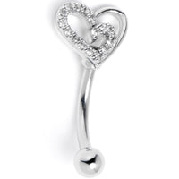 16G 5/16 Clear Gem Asymmetrical Heart Curved Eyebrow Ring