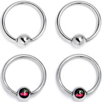 16G 3/8 Cherry Ball BCR Captive Ring Set of 4