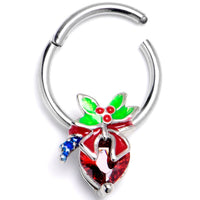 16G 3/8 Red Gem Festive Holiday Ornament Hinged Segment Ring