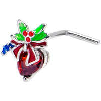 20G 7mm Red Gem Festive Holiday Ornament L Shape Nose Ring