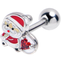 16G 1/4 Red Gem Santa Bag Heart Holiday Cartilage Tragus Earring