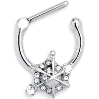 16G 5/16 Clear Gem Spiderweb Goth Cartilage Clicker