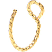 Gold Tone Twisted Stainless Steel Clip on Hoop Fake Nose Ring