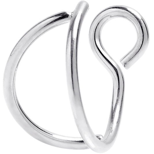 Silver Stainless Steel Clip on Double Hoop Fake Nose Ring