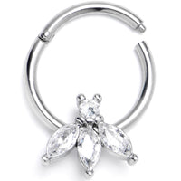 16G 3/8 Clear Gem Fashion Fan Mini Hinged Segment Ring