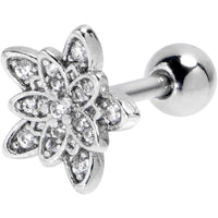 16G 1/4 Clear CZ Gem Snowflake Flower Cartilage Tragus Earring