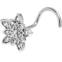 20G 7mm Clear CZ Gem Snowflake Flower Left Side Nose Screw
