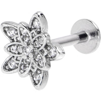 16G 5/16 Clear CZ Gem Snowflake Flower Labret Monroe Tragus