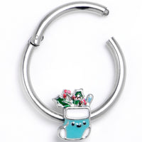 16G 3/8 Festive Blue Christmas Stocking Hinged Segment Ring