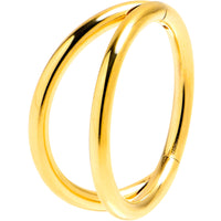 16G 3/8 Gold Tone Double Row Illusion Hinged Segment Ring
