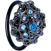 20G 5/16 Blue Aurora Gem Black Night Blossom Nose Hoop