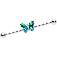 14G Green CZ Gem Simply Colorful Butterfly Industrial Barbell 38mm
