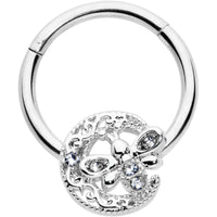 16G 3/8 Clear Gem Lunar Dragonfly Hinged Segment Ring