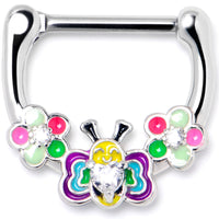 16G 5/16 Clear CZ Gem Butterfly Love Bug Flower Cartilage Clicker