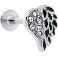16G 5/16 Clear Gem Heavenly Heart Angel Wing Black Labret Tragus