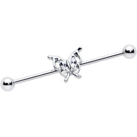14G Clear Gem Fancy Fab Butterfly Industrial Barbell 38mm