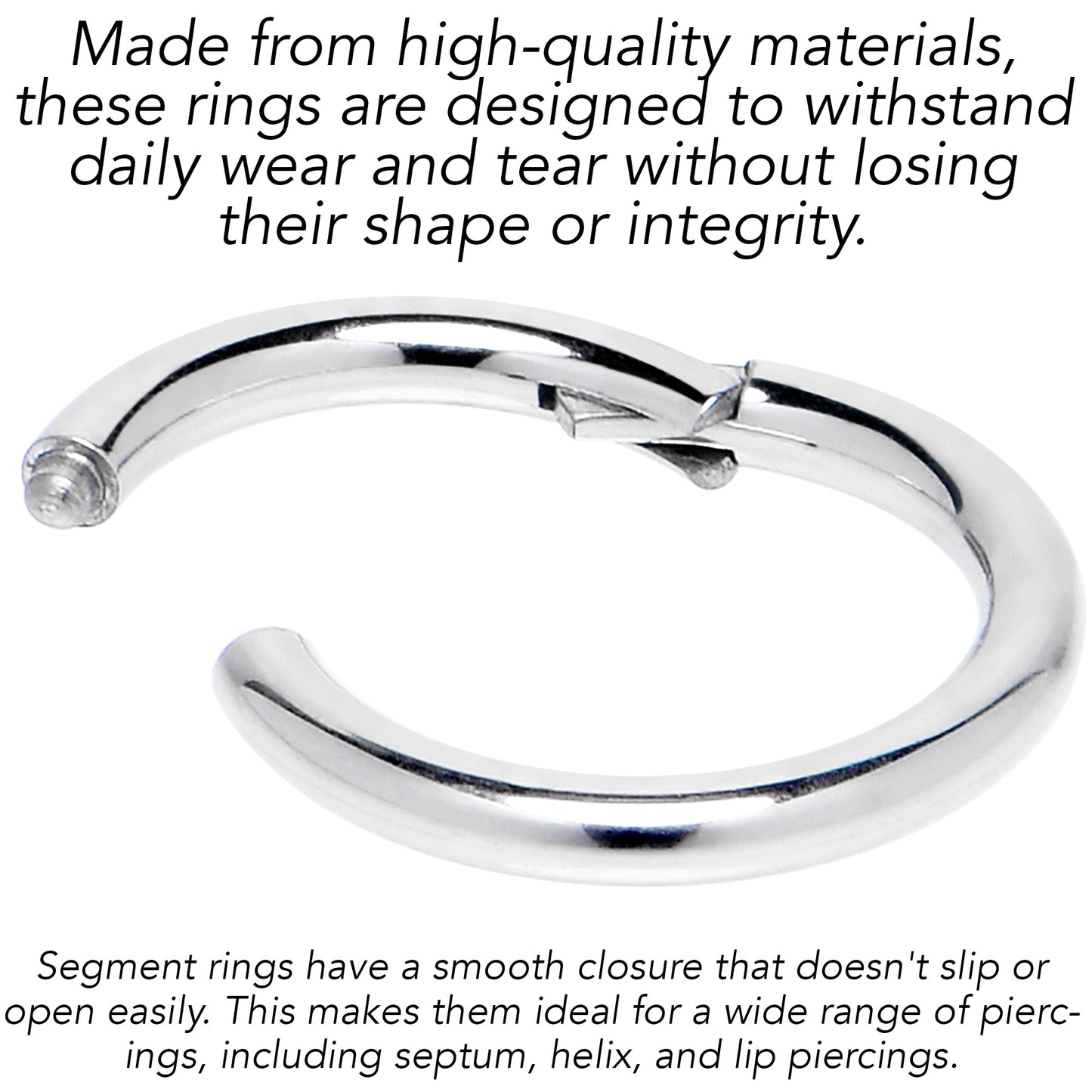 12G 5/16 316L Surgical Steel Precision Hinged Segment Hoop