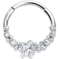 16G 3/8 Clear CZ Gem Starfish Supreme Hinged Segment Ring
