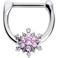 16G 5/16 Pink CZ Gem Glam Snowflake Cartilage Clicker