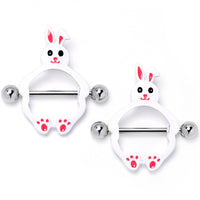 14G 9/16 Bunny White Rabbit Nipple Shield Set