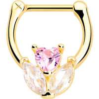 16G 5/16 Pink CZ Gem Gold Tone Love Flower Cartilage Clicker