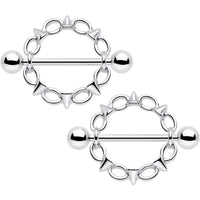 14G 9/16 Links And Spikes Nipple Shield Set