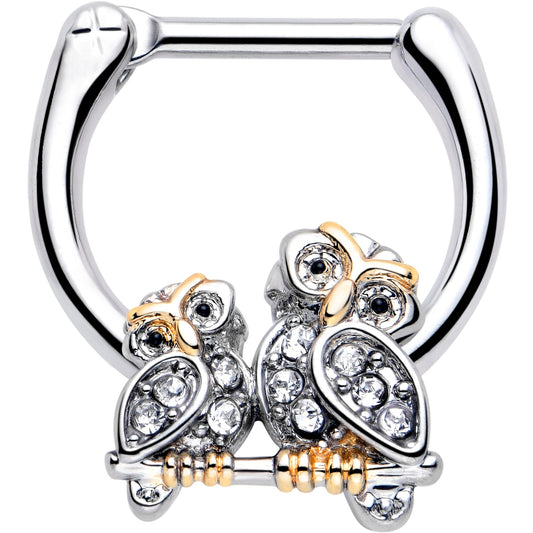 16G 5/16 Clear Gem Evening Owls Cartilage Clicker