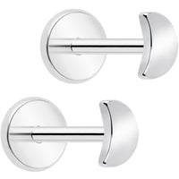 4mm Crescent Moon Flat Back Stud Earrings - 1 Pair