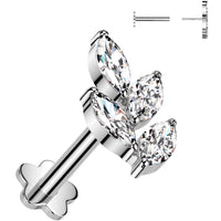 18G 5/16 Clear CZ Gem Vine Medical Grade Titanium Reversible Flat Back Earring