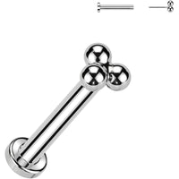 18G 1/4 Trinity Ball Medical Grade Titanium Flat Back Earring
