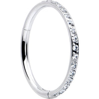 20G 5/16 Clear Cubic Zirconia Forward Facing Hinged Segment Ring