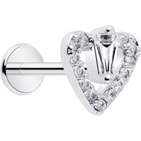 18G 5/16 CZ Gem Heart Threadless Push In Labret Monroe Tragus