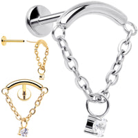 18G 5/16 CZ Gem Titanium Threadless Dangle Hidden Helix Earring