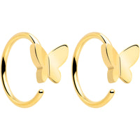20G Gold Tone Implant Grade Titanium Butterfly Open Hoop Earring Set