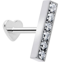 18G 1/4 Clear Gem Implant Grade Titanium Threadless Bar Reversible Flatback Stud