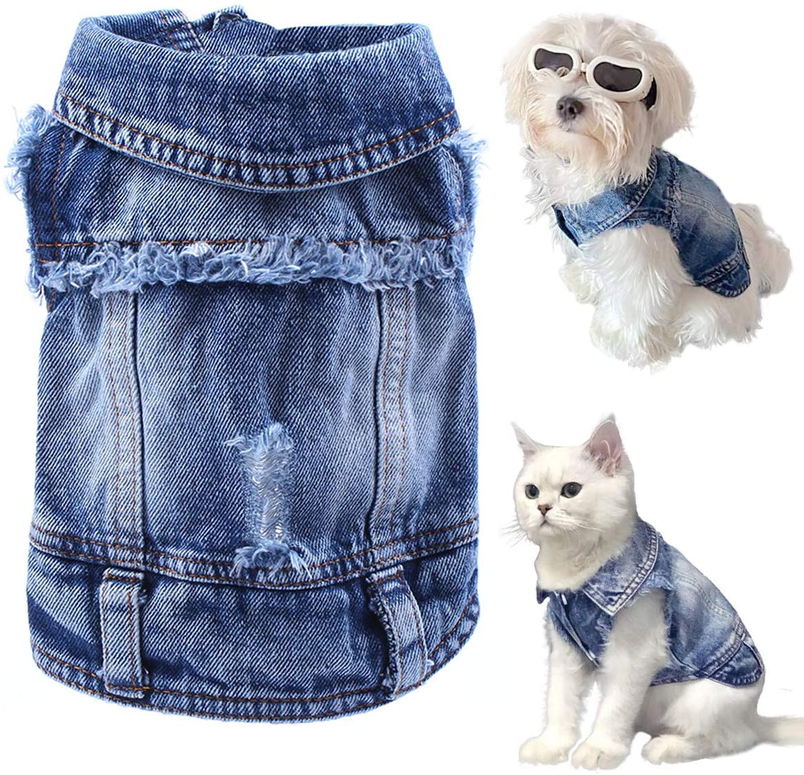 Pet Dog Cat Blue Denim Jeans Jacket Coat Vest - Jaico Online Shop