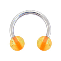 14G 7/16 Green Orange UV Reactive Horseshoe Circular Barbell
