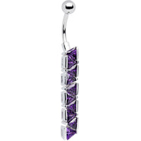 Sterling Silver Amethyst TRIANGLE JEWEL DROP Dangle Belly Ring